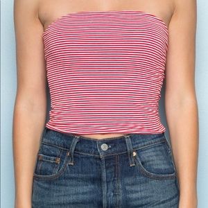 Brandy Melville red and white striped tube top.